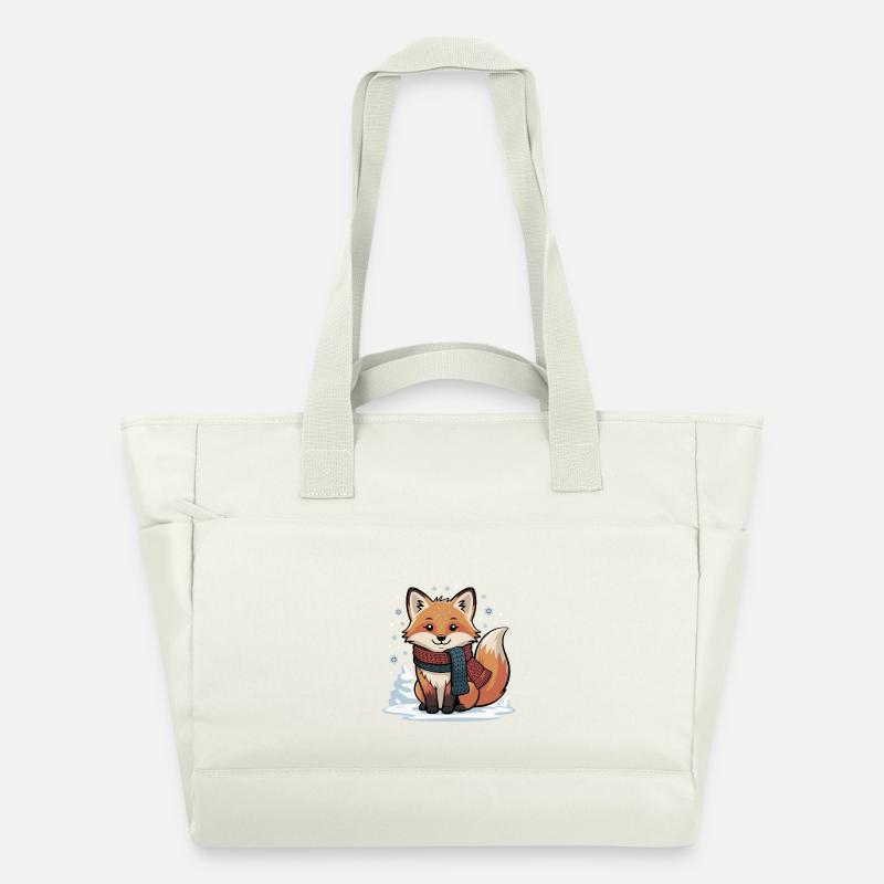 Renard d’hiver avec écharpe - Sac matelassé déperlant - blanc nature