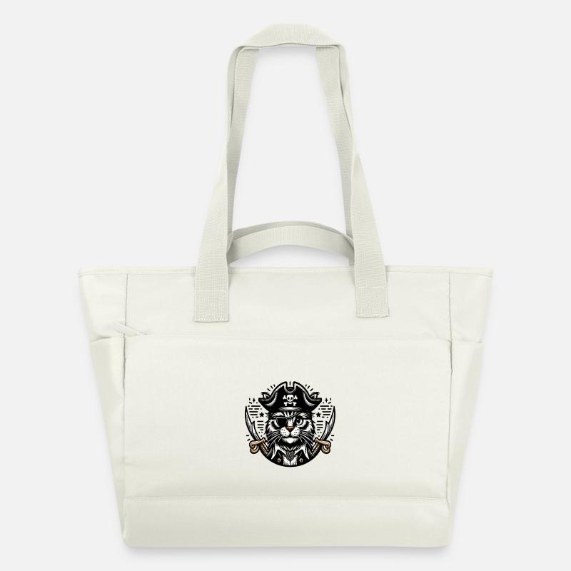 Chat Pirate : Chat pirate avec cache-œil - Sac matelassé déperlant - blanc nature