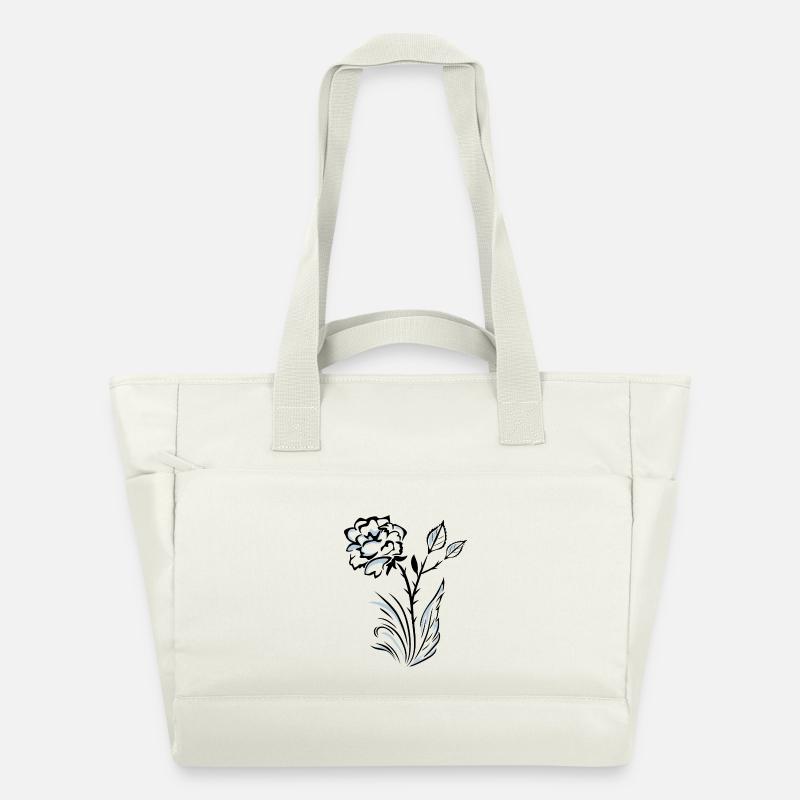 Rose stylisée à contours - Sac matelassé déperlant - blanc nature