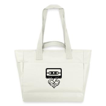 Cassette rétro avec motif de groupe en forme de cœur - Sac matelassé déperlant - blanc nature - Devant