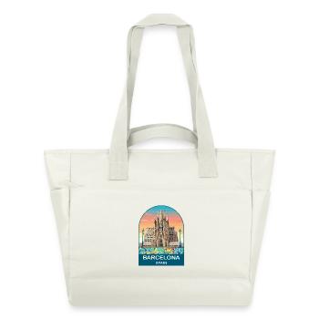 Affiche de voyage vintage de Barcelone, Espagne - Sac matelassé déperlant - blanc nature - Devant