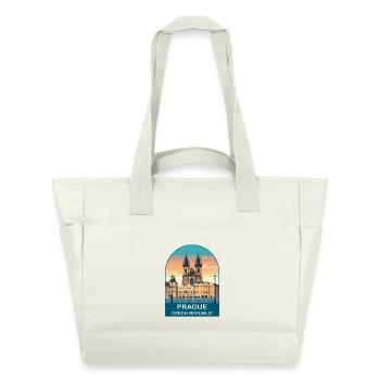 Affiche vintage de Prague République tchèque - Sac matelassé déperlant - blanc nature - Devant