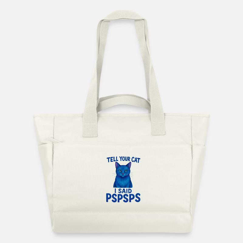 Le chat bleu dit Psspsps Dites à votre chat - Sac matelassé déperlant - blanc nature