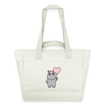 Süßes Nilpferd Herz Ballon Liebe - Wasserabweisende Padded Bag - Naturweiß - Vorne