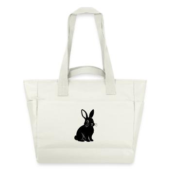Bunny Rabbit Silhouette Black Vector - Water-Repellent Padded Bag - natural white - Front