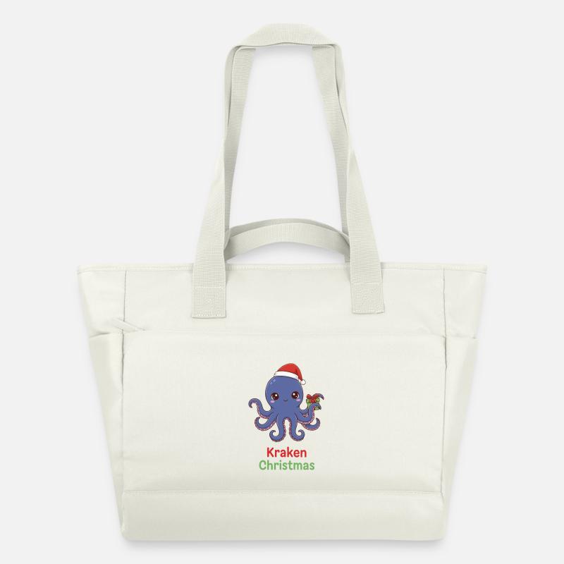 Mascotte du Kraken Pieuvre de Noël - Sac matelassé déperlant - blanc nature
