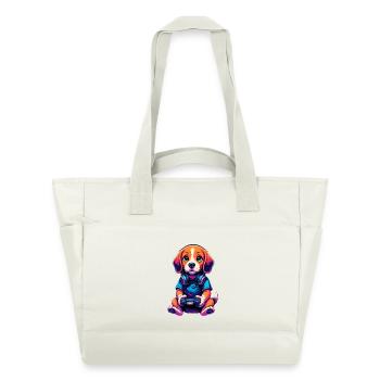 Beagle Gaming Gamer Jeux vidéo - Sac matelassé déperlant - blanc nature - Devant