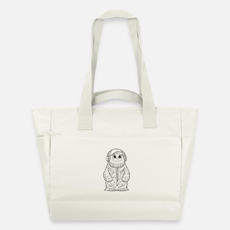 Fluffo avec tresse devant - Fluffonster design noir - Sac matelassé déperlant - blanc nature