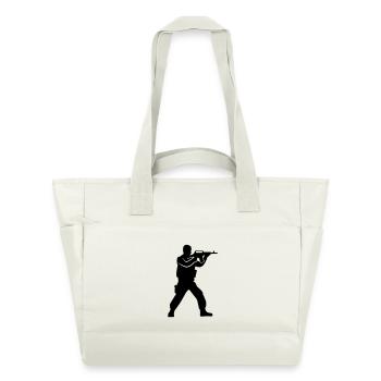 Silhouette du soldat - Sac matelassé déperlant - blanc nature - Devant