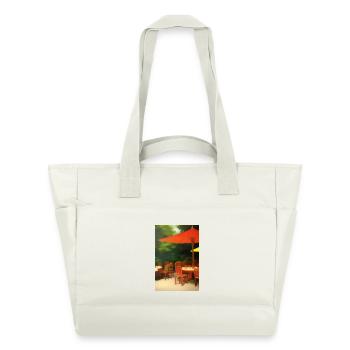 Outdoor Asian Cafe - Water-Repellent Padded Bag - natural white - Front