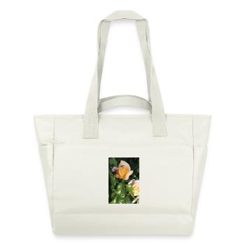 Delicate yellow-light orange rose bud - Water-Repellent Padded Bag - natural white - Front