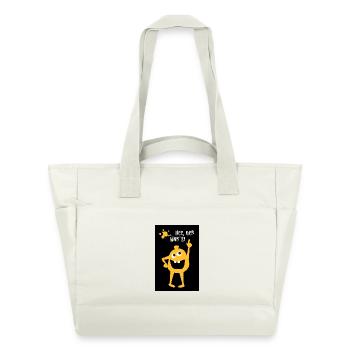 Poster Monster Cheeky Index Finger Comic Office Humor - Water-Repellent Padded Bag - natural white - Front