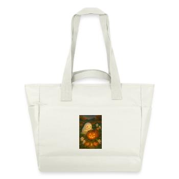Cozy Halloween fantôme sculpture citrouille - Sac matelassé déperlant - blanc nature - Devant