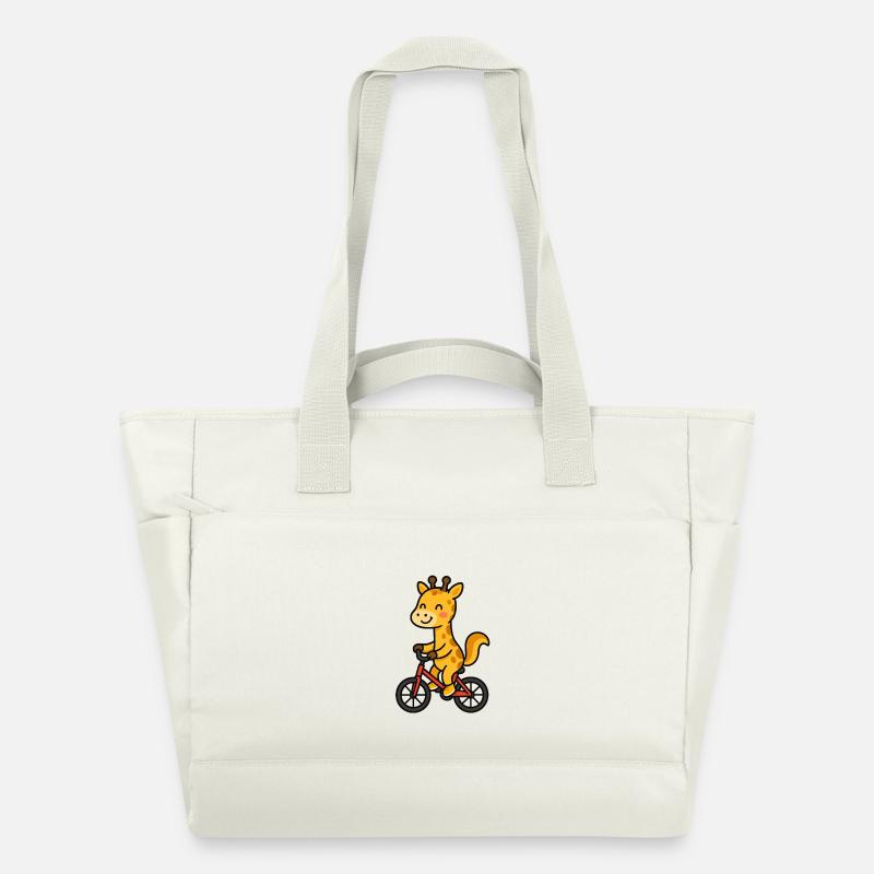 Girafe à vélo - Sac matelassé déperlant - blanc nature