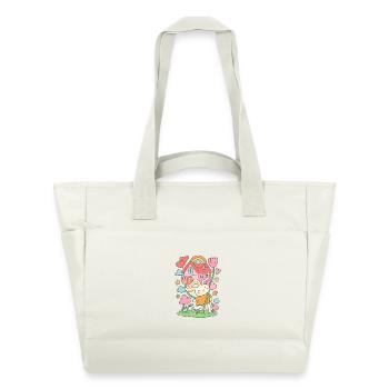 Maison de poupée lapin pastel en fleurs - Sac matelassé déperlant - blanc nature - Devant