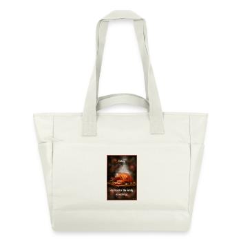 Apron cook family cooking kitchen celebration fry - Water-Repellent Padded Bag - natural white - Front