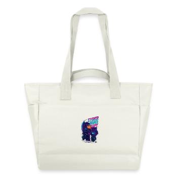 Cyber Road Capy – Futuristic Capybara Rider - Wasserabweisende Padded Bag - Naturweiß - Vorne