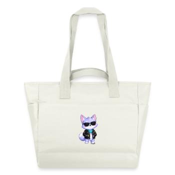 Autocollant du petit loup violet - Sac matelassé déperlant - blanc nature - Devant