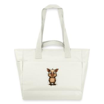 Funny piglet with big eyes – splash - Water-Repellent Padded Bag - natural white - Front
