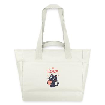 Kawaii Katze Pink Herz Liebe - Wasserabweisende Padded Bag - Naturweiß - Vorne