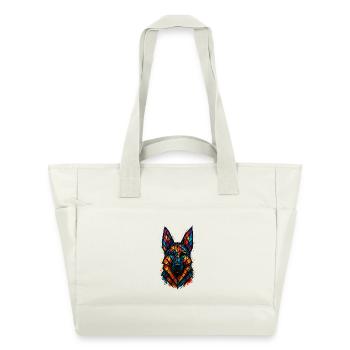 German Shepherd Stained Glass Art - Water-Repellent Padded Bag - natural white - Front