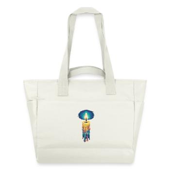 Faith Light Candle Retro Spirit Design - Water-Repellent Padded Bag - natural white - Front