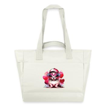 Babyrobbe Herzbrille Kawaii Seehund - Wasserabweisende Padded Bag - Naturweiß - Vorne