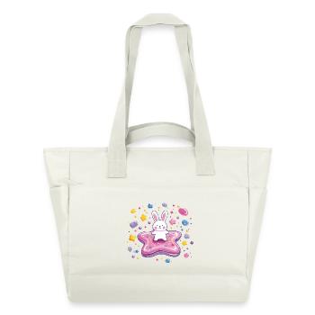 Kleiner Hase auf Pinkem Sternzauber - Wasserabweisende Padded Bag - Naturweiß - Vorne