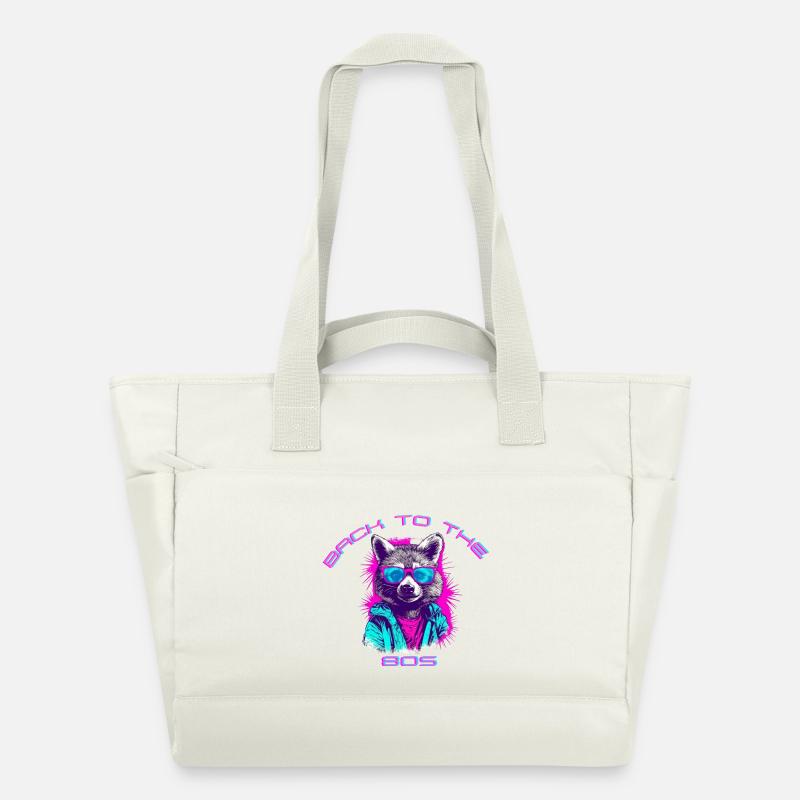 Chien hipster rétro avec lunettes de soleil et sweat à capuche - Sac matelassé déperlant - blanc nature