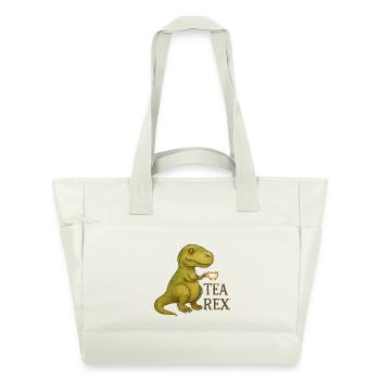 Tea Rex : Aquarelle Dino Heure du Thé - Sac matelassé déperlant - blanc nature - Devant