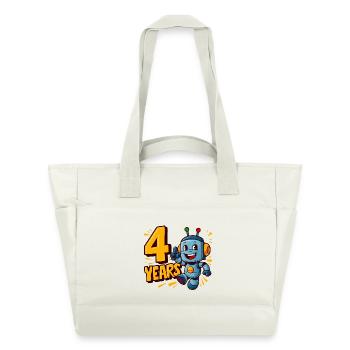 Fête d’anniversaire de quatre ans mignon petit robot pour enfants. - Sac matelassé déperlant - blanc nature - Devant