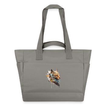 Mignon gros chat dans le profil latéral - Sac matelassé déperlant - gris - Devant