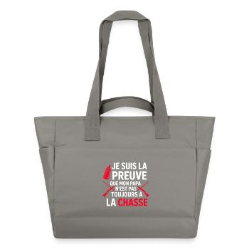Je suis la preuve que mon papa chasse - Sac matelassé déperlant - gris - Devant