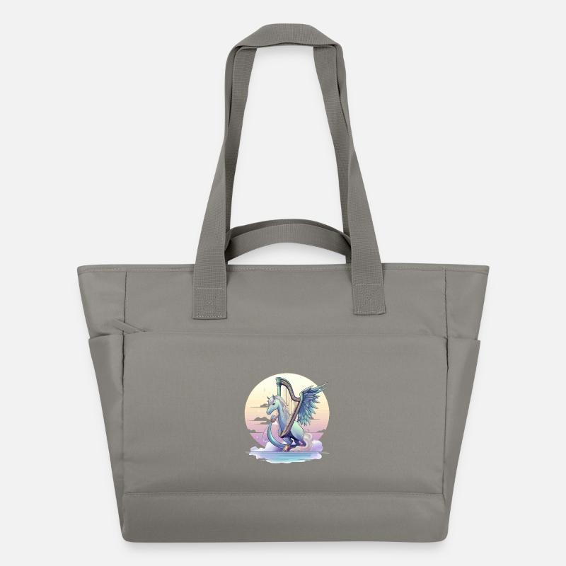 Pégase avec harpe le soir - Sac matelassé déperlant - gris