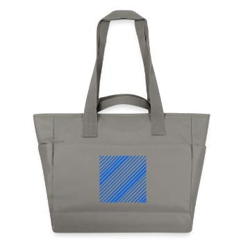 Graphic lines with diagonal stripes L blue - Water-Repellent Padded Bag - grey - Front