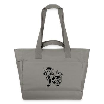 Funny cow with tongue out of the mouth - Water-Repellent Padded Bag - grey - Front