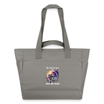 Weltraumtier mit Rakete und Herz - Wasserabweisende Padded Bag - Grau - Vorne