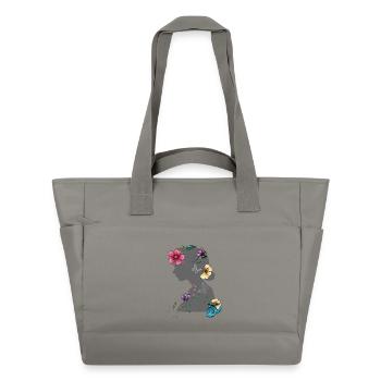Fille avec des fleurs dans ses cheveux Flower Power - Sac matelassé déperlant - gris - Devant