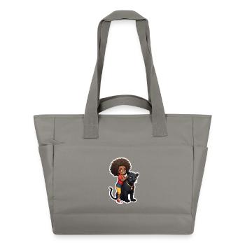 Kinder mit schwarzem Panther - Wasserabweisende Padded Bag - Grau - Vorne