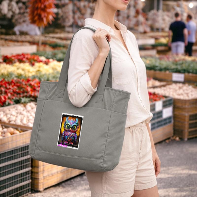 Bunte Eulenfigur mit Neonfarben Puppe Textil Wasserabweisende Padded Bag