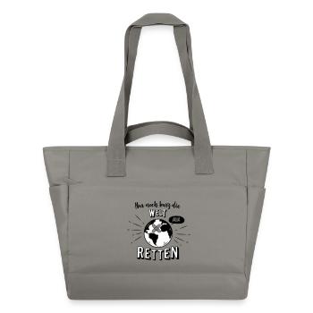 Nur noch kurz die Welt retten - Wasserabweisende Padded Bag - Grau - Vorne