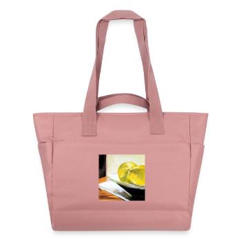 style vie citron peinture art jaune toile huile - Sac matelassé déperlant - rose poudré - Devant