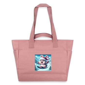 Lapin Saut Ski Noël - Sac matelassé déperlant - rose poudré - Devant