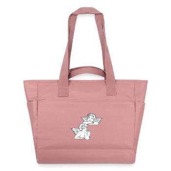 Dessin au trait des chérubins - Sac matelassé déperlant - rose poudré - Devant