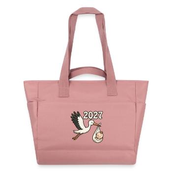 Stork with foundling in its beak 2027 - Water-Repellent Padded Bag - canyon pink - Front
