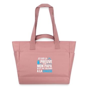 Preuve Mon papa ne Chasse pas souvent T-shirt - Sac matelassé déperlant - rose poudré - Devant