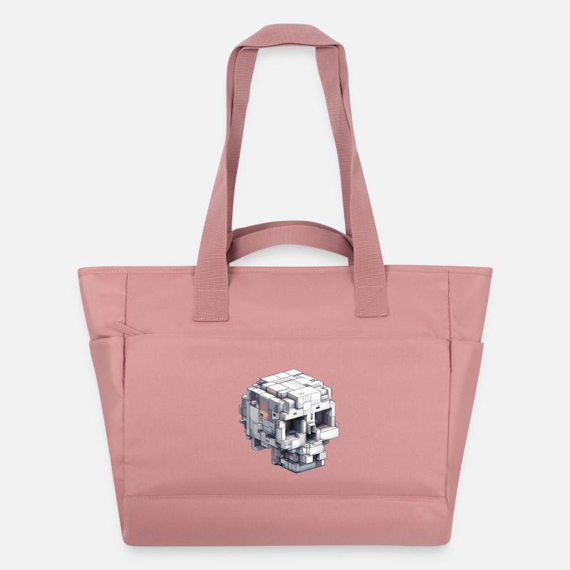 Conception de crâne en bloc - Look d’art numérique - Sac matelassé déperlant - rose poudré