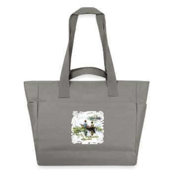 Childhood memories Boat trip at the water lily pond - Water-Repellent Padded Bag - grey - Front