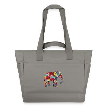 Floral Elephant Gift - Artistic Floral Design - Water-Repellent Padded Bag - grey - Front
