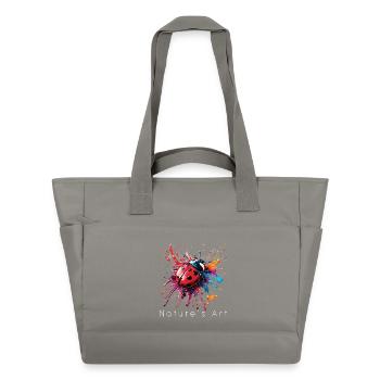 Colorful Ladybug Design, Nature's Art, White Text - Water-Repellent Padded Bag - grey - Front